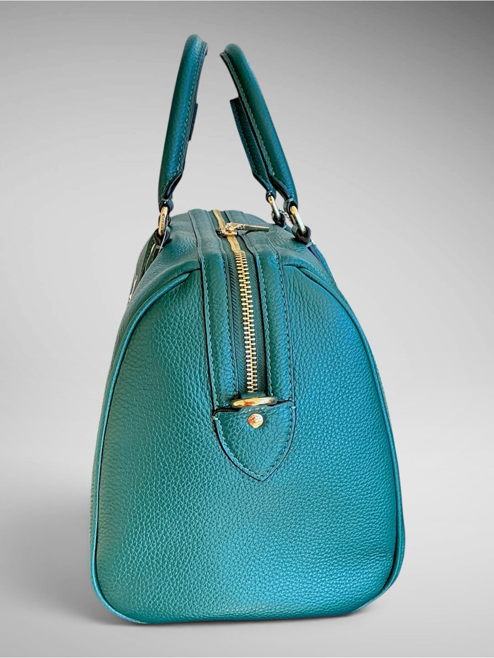 Coach Rowan Large Satchel Emerald Green Pebble Leather Gold Hardware NWT - Picture 4 of 12